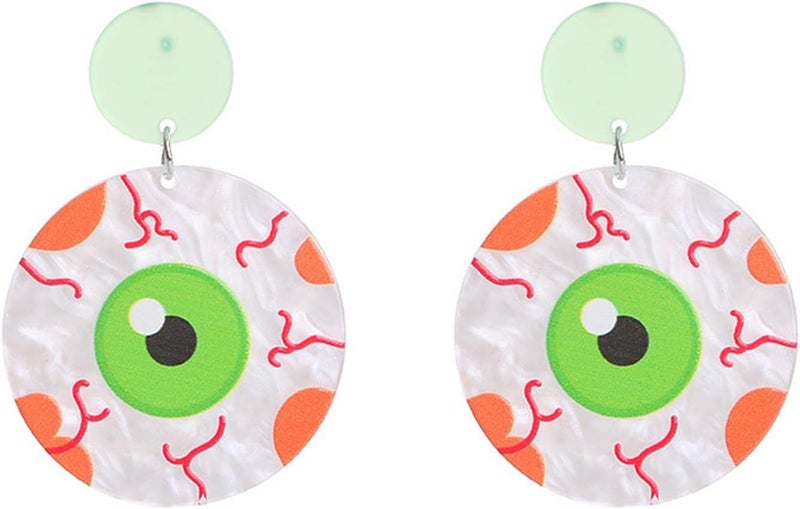 Colorful Halloween Resin Acrylic Dangle Earrings Cute Pumpkin Ghost Cat Bat Eye Spider Earrings for Women Girls Jewelry